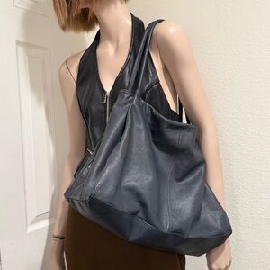 HOBO International Prima Dark Gray 100% Genuine Leather Slouchy Shoulder Bag